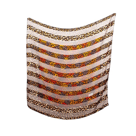 Rare Vintage 1980s YSL Foulards Leopard Striped Scarf - Picture 1 of 4